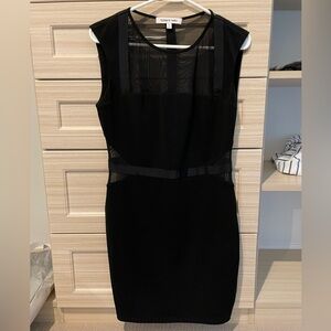 Never worn! Black Cocktail length Elizabeth and James dress - sheer pop outs.